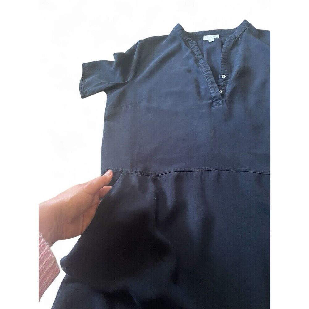 EVERLY Women's Crew Neck Short Sleeve Buttons Casual Black Loose Midi Dresse L - Picture 3 of 7